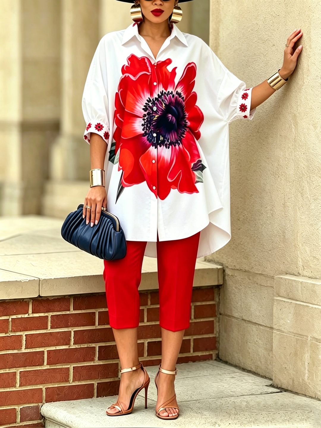 Dellira™ Artistic and Stylish Two-Piece Set with Floral Shirt and Pants
