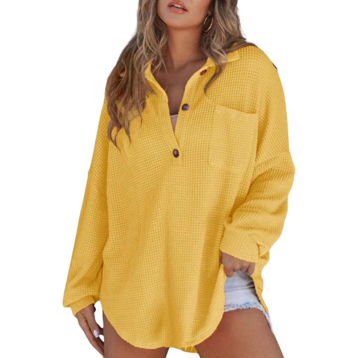 Kathryn™ Casual Lightweight Button V Neck Tunic Blouse