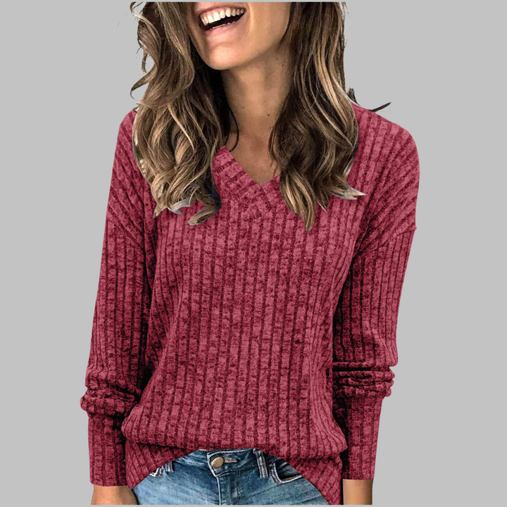 Deri™ Comfy V-Neck Long Sleeve Top