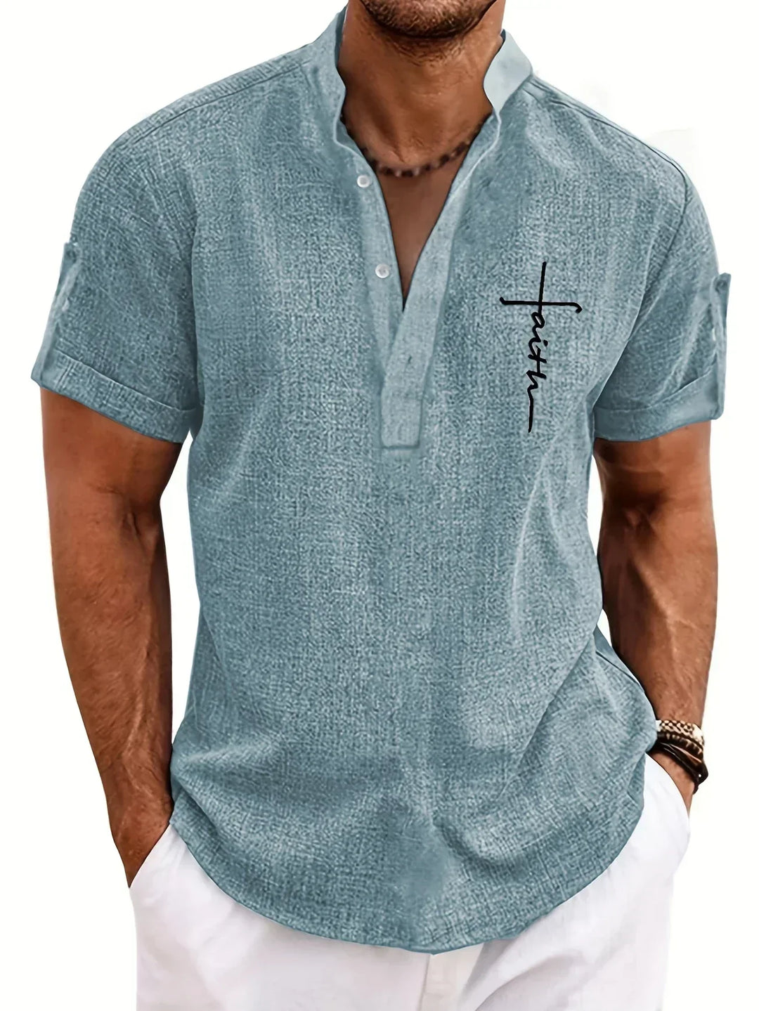 Hayes™ Elegant Short Sleeve High Collar Shirt