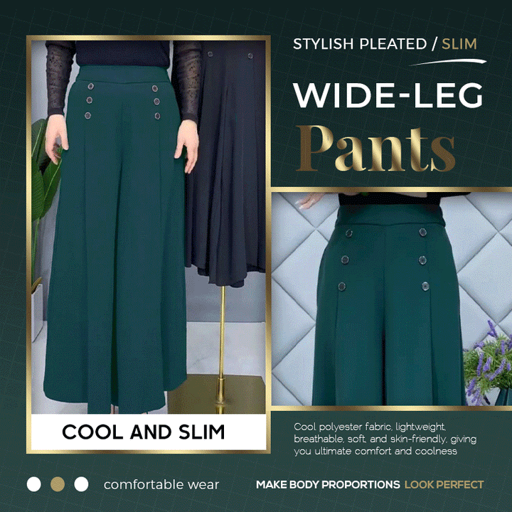 Nell™ Elegant Pleated Wide-Leg Trousers