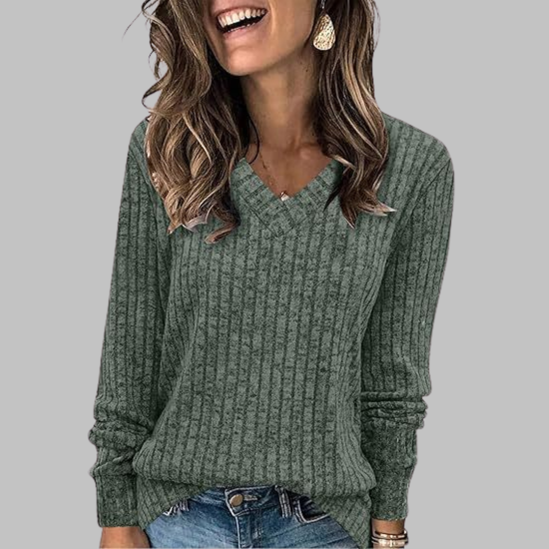 Deri™ Comfy V-Neck Long Sleeve Top