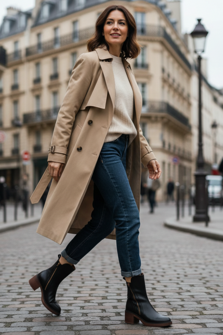 Valorine™ Elegant Leather Boots with a Comfortable Heel