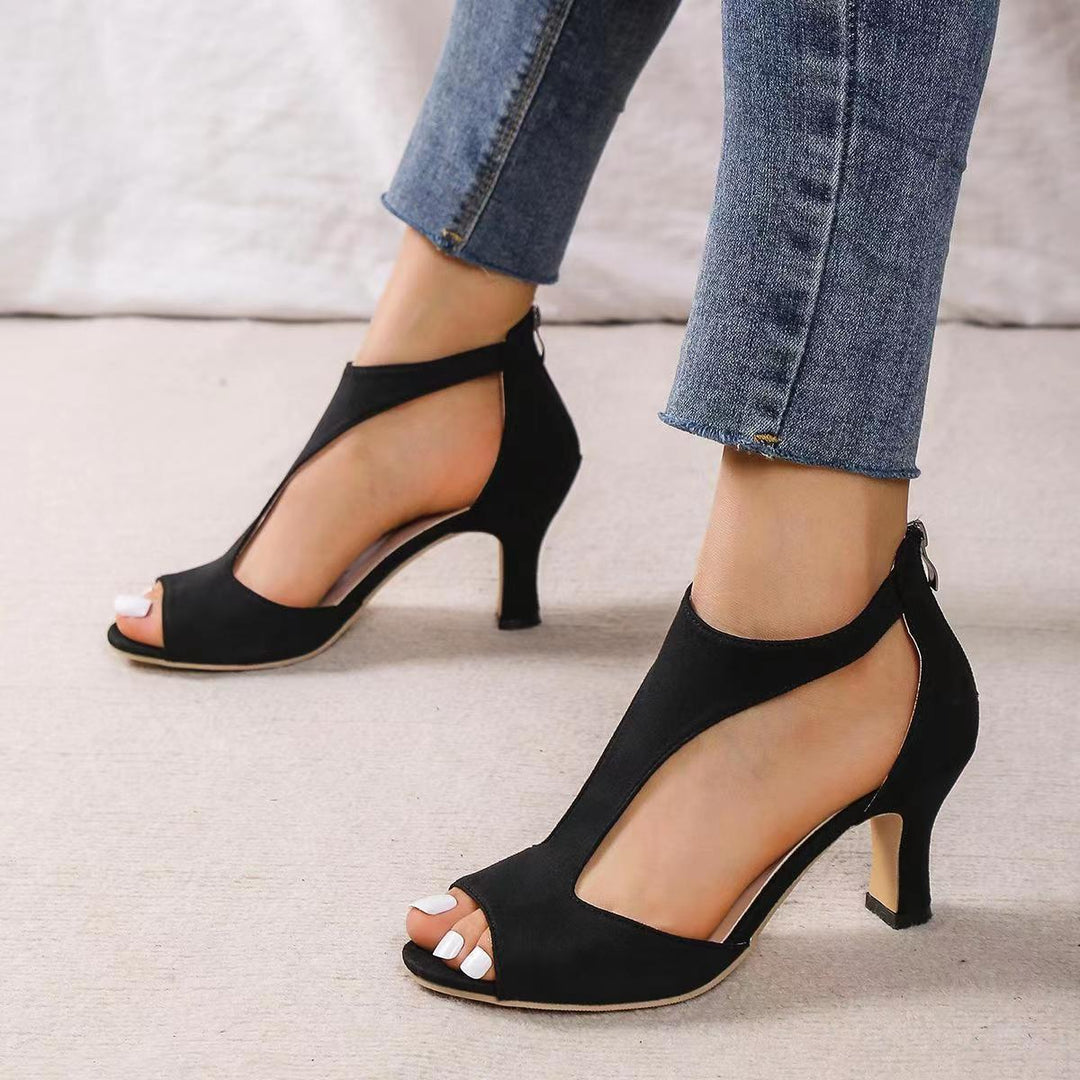 Alouettea™ Curved Side Cut Peep Toe Heels
