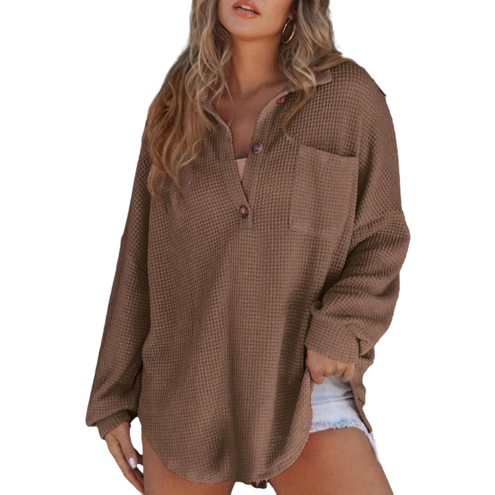 Kathryn™ Casual Lightweight Button V Neck Tunic Blouse