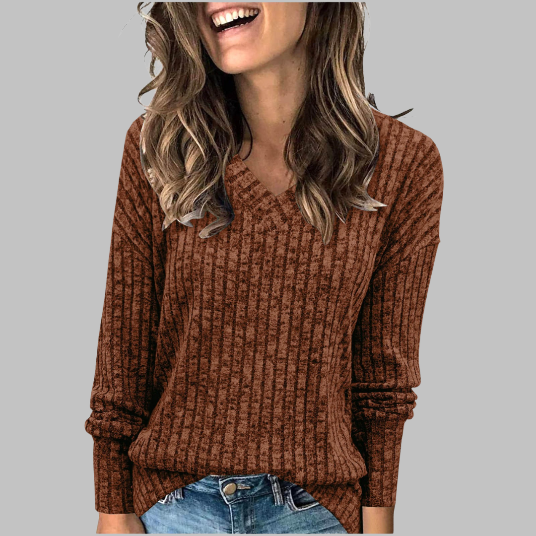 Deri™ Comfy V-Neck Long Sleeve Top
