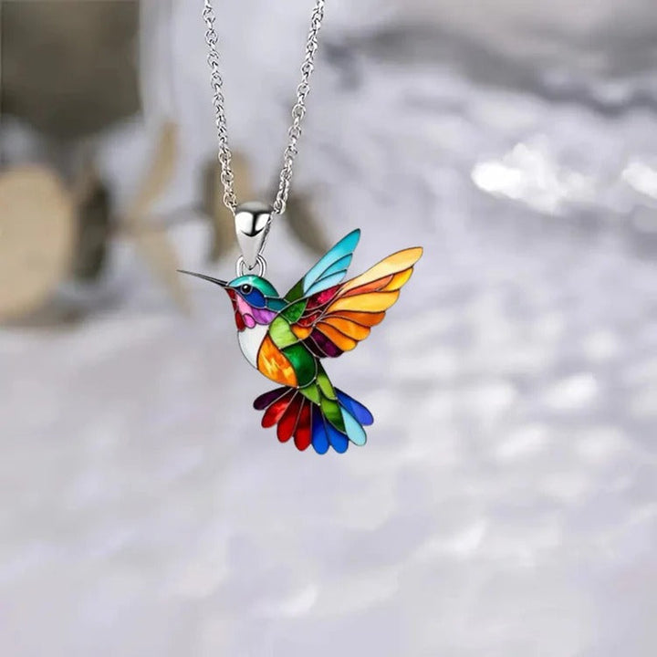 Vaila™ Rainbow Hummingbird Necklace + Matching Earrings as a Gift