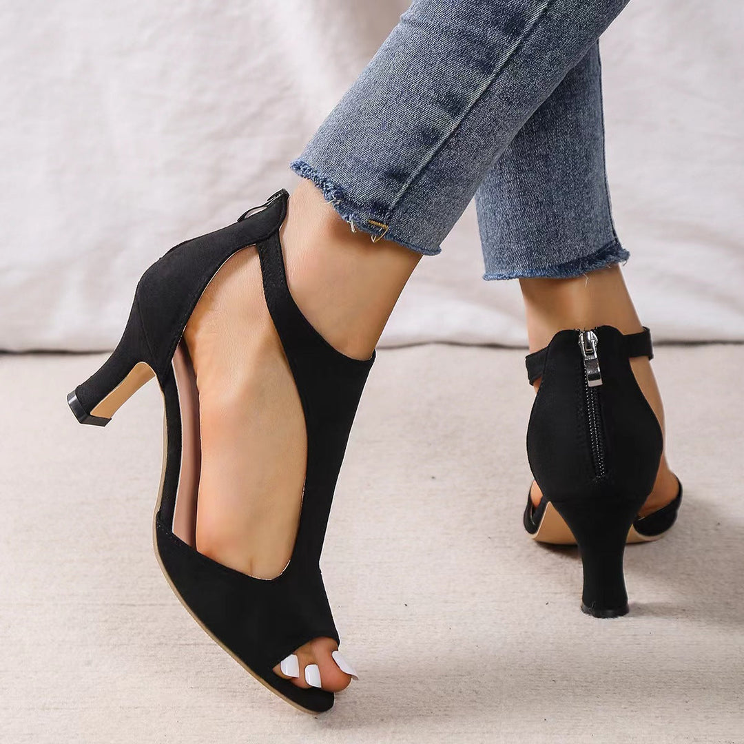 Alouettea™ Curved Side Cut Peep Toe Heels