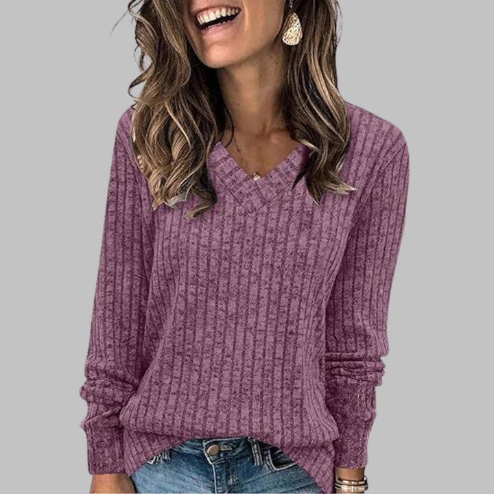 Deri™ Comfy V-Neck Long Sleeve Top