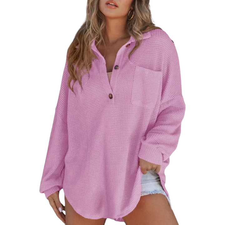 Kathryn™ Casual Lightweight Button V Neck Tunic Blouse