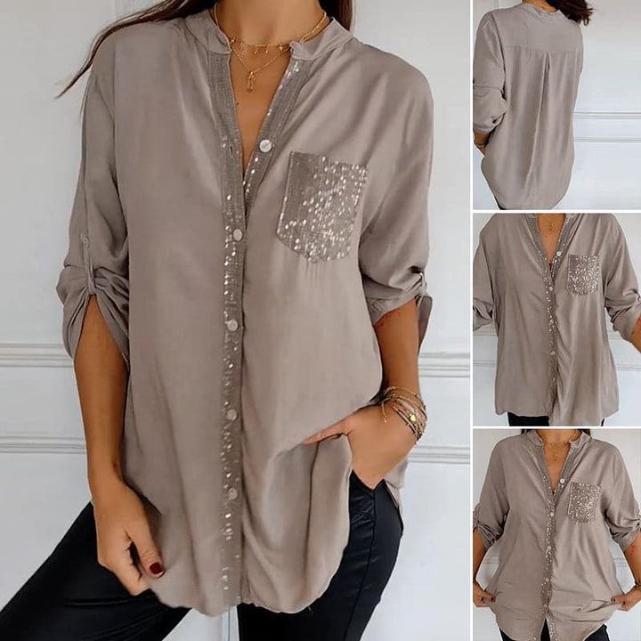 Hadley™ Top Casual Patchwork with Shiny Sequins