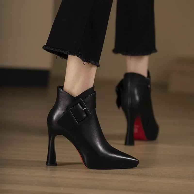 Sorelli™ Elegant Ankle Boots with Heel and Buckle