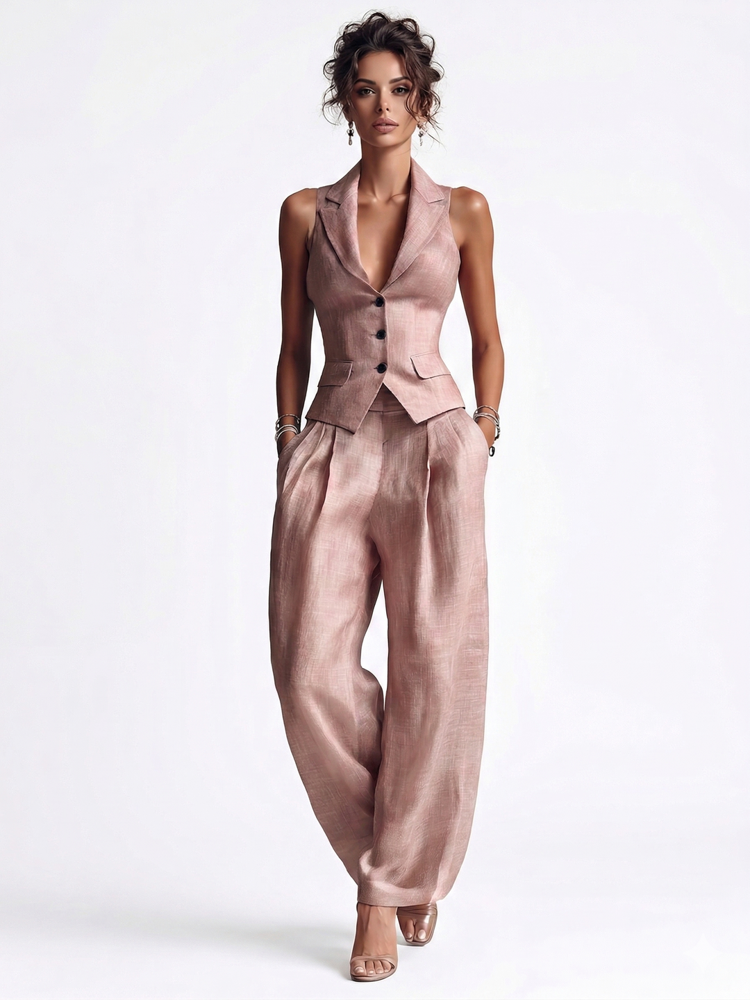 Romira™ Pink Vest and Pants Set