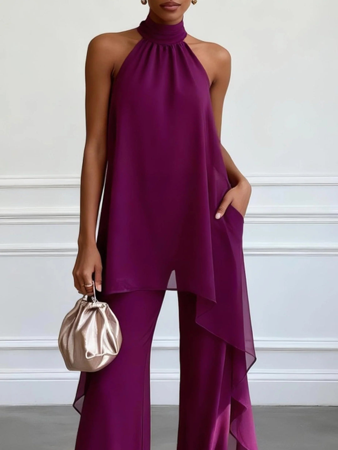 Veda™ Elegant Halter Set with Flowing Pants