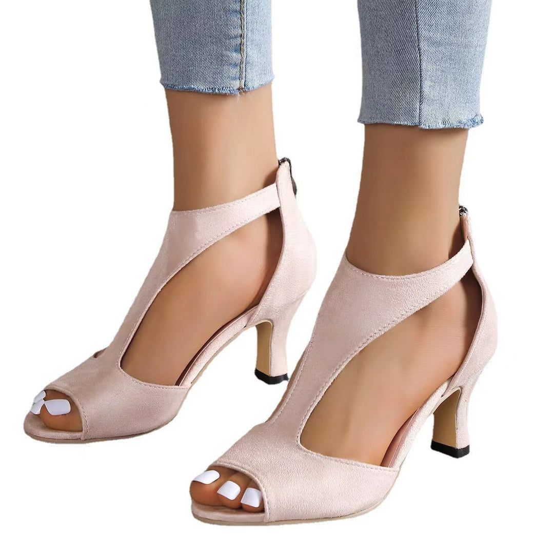 Alouettea™ Curved Side Cut Peep Toe Heels