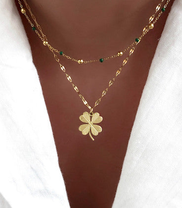 Xyla™ Clover Steel Collar in Elegant Gold Finish